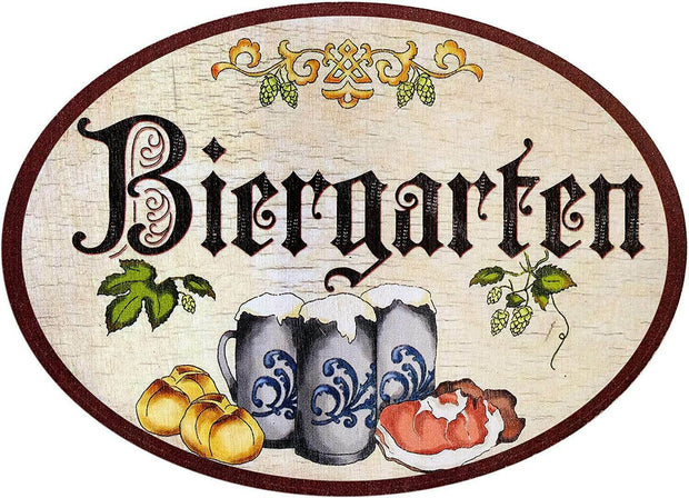 Nostalgie Nostalgie Retro Biergarten Türschild antiker Stil Birkensperrholz 9x6,5cm