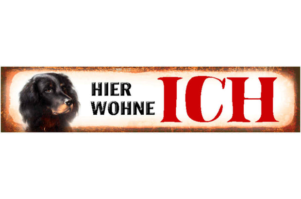 Schild Hier wohne Ich Cocker Spaniel Hund Haus Tier Liebe 46 x 10 Blech od. Holz