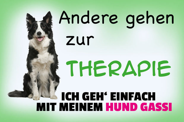 Schild Spruch Andere gehen zur Therapie Ich geh mit Hund Gassi JW