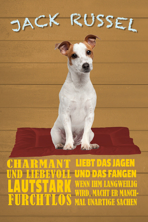 Schild Spruch Jack Russel Steckbrief Charmant Lautstark Liebevoll Hund JW