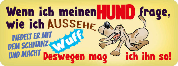 Schild Wenn Ich Meinen Hund Frage Wie Ich Aussehe Wedelt Er Mit Den Schwanz Wuff