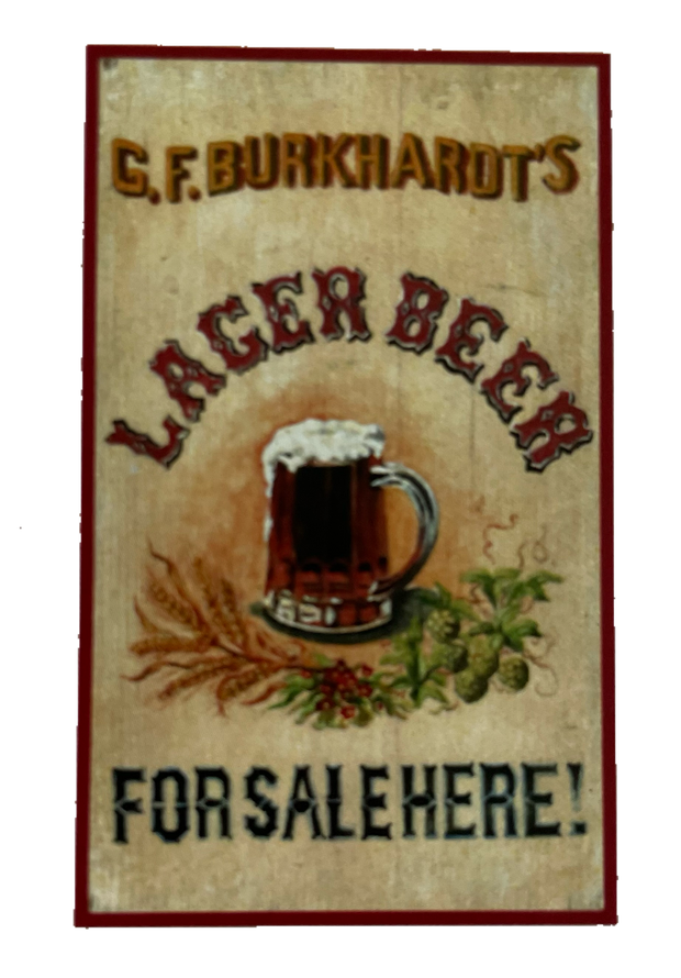 Nostalgie Holzschild GG.Burkhardt's Lager Beer For Sale Here Bier Alkohol Schild