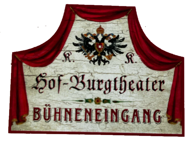 KuK Nostalgie Holzschild Hof-Burgtheater Bühneneingang Theater Eingang Schild