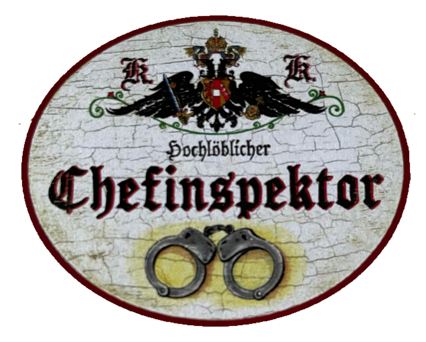 KuK Nostalgie Holzschild Hochlöblicher Chefinspektor Polizei Polizist Schild