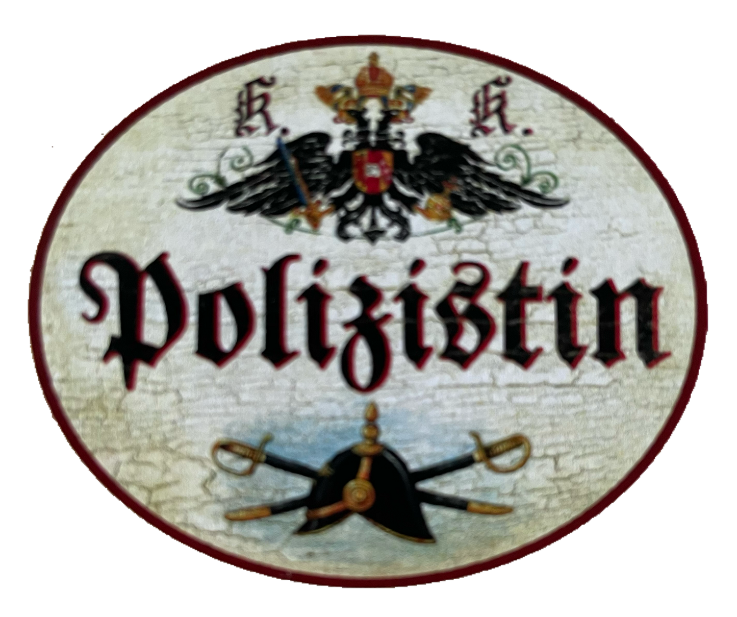 KuK Nostalgie Holzschild Polizistin Polizeibeamtin Polizei Schild