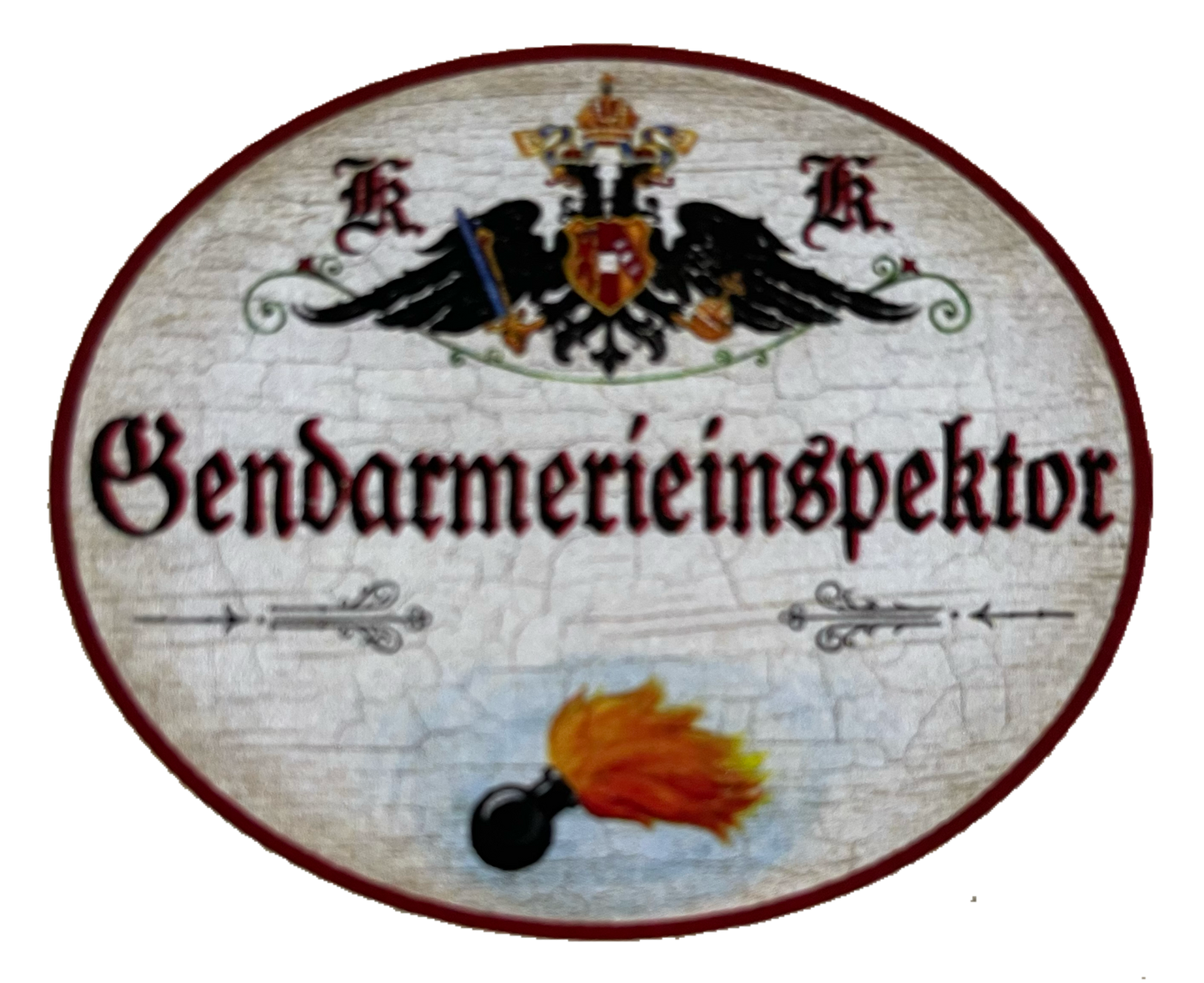 KuK Nostalgie Holzschild Gendarmarieinspektor Polizei Gendarmes Schild