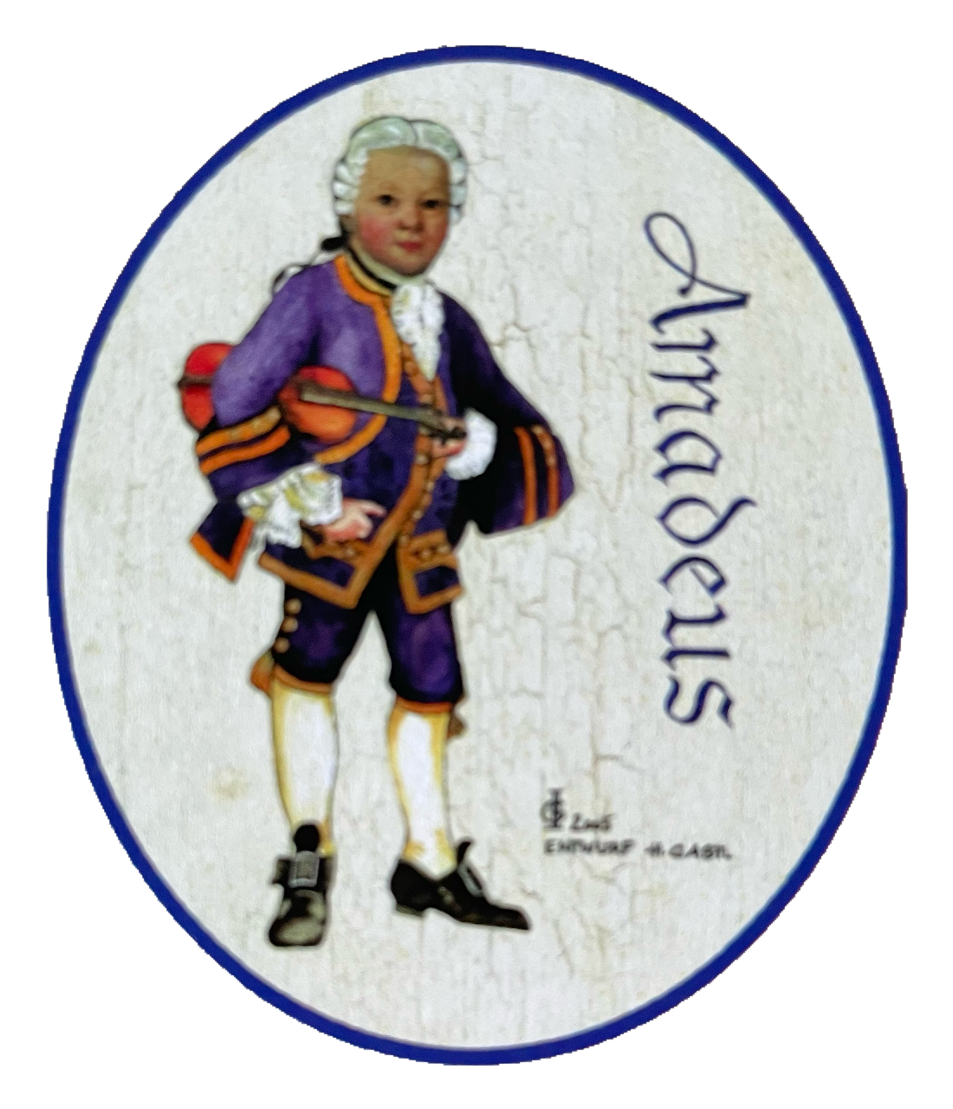 KuK Nostalgie Holzschild Amadeus Mozart Geige Musik Klassik Schild