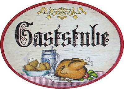 Nostalgie Retro Gaststube Türschild antiker Stil Birkensperrholz oval 9x6,5cm