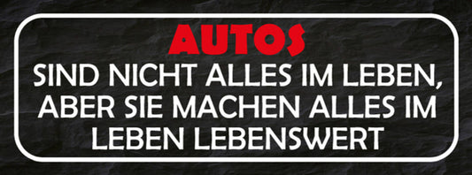 Schild Autos Sind Nicht Alles Im Leben Aber Sie Machen Alles Lebenswert 27x10