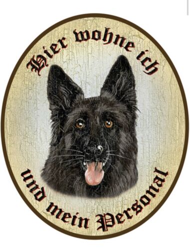 KuK Nostalgie Türschild Schwarzer Schäferhund Hier wohne Ich und mein Personal