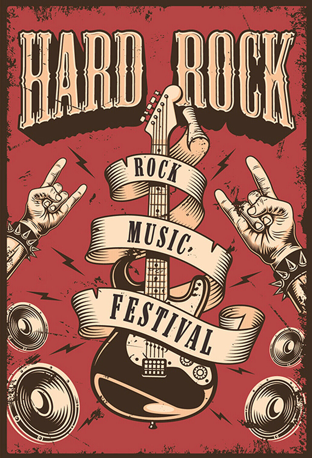 Schild Spruch Hard Rock Rock Music Festival Comic Musik JW