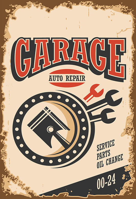 Schild Spruch Garage Auto Repair Service Parts Autowerkstatt Comic JW