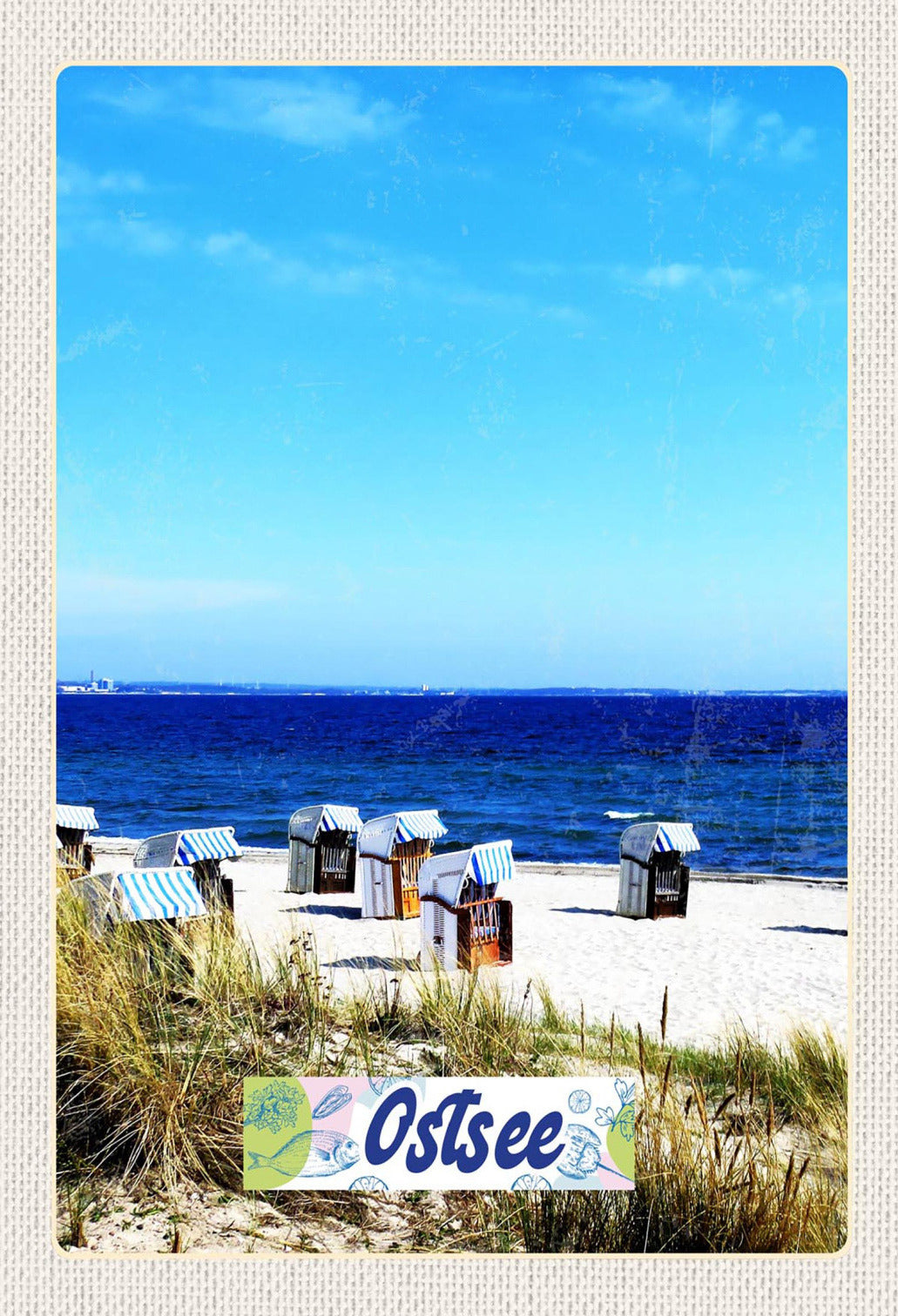 Schild Spruch Ostsee Deutschland Meer Strandkörbe Strand JW