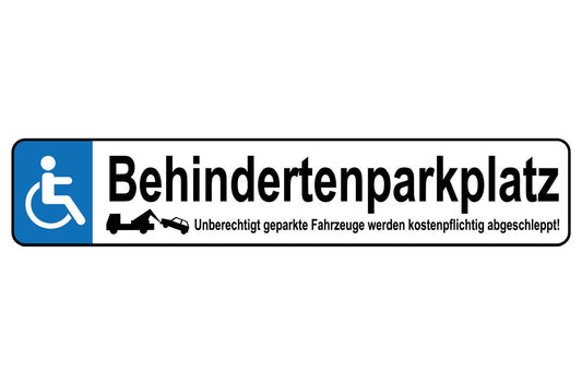 Schild Behinderten Parkplatz Parken Behinderung Auto 46 x 10 Blech od. Holz