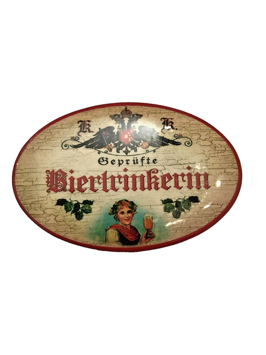 K&K Nostalgie Flaschenöffner Magnet Geprüfte Biertrinkerin 7x4,5cm