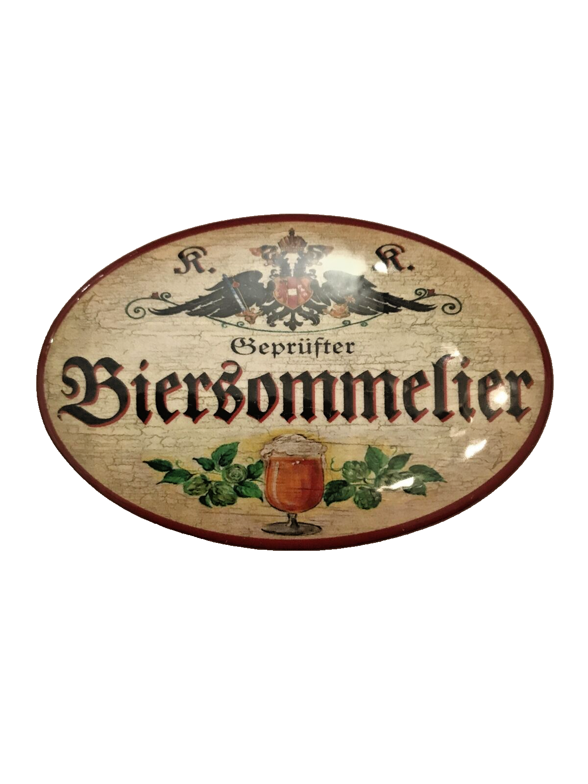 K&K Nostalgie Flaschenöffner Magnet Geprüfter Biersommelier 7x4,5cm