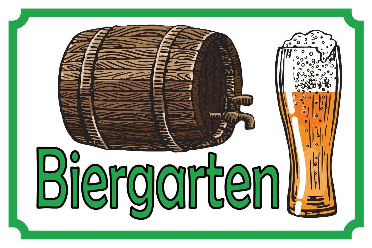 Schild Bier Garten Alkohol Gasthaus Lokal 12x18 / 20x30 / 30x40 Blech od. Holz