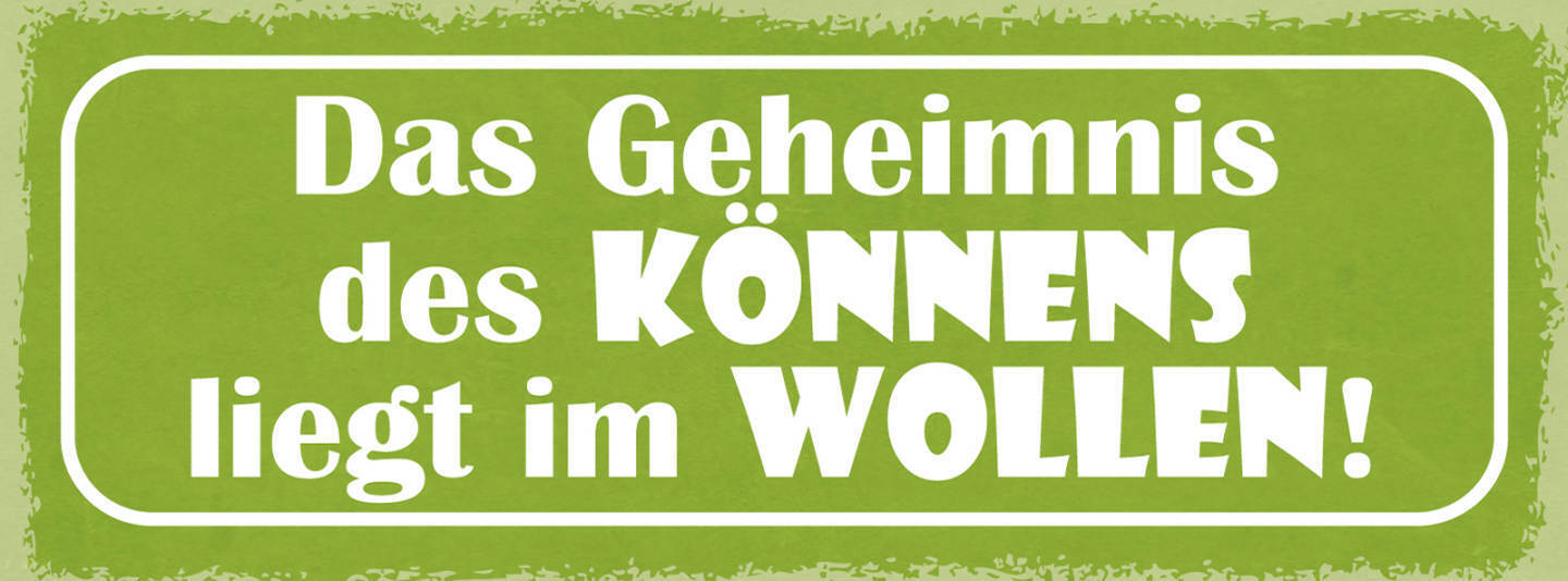 Schild Das Geheimnis Des Könnens Liegt Im Wollen Möchten 27x10 Blech od.Holz