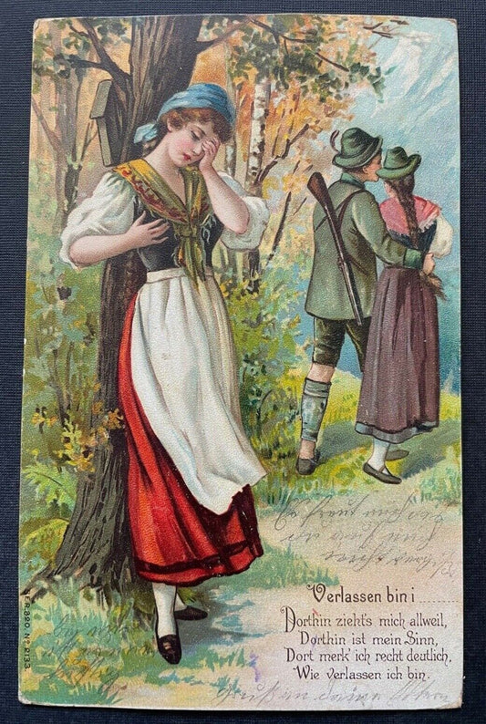 Verlassen bin i Gedicht Mann Frau Paar Trennung Liebe Kleid Tracht 400343 TH A