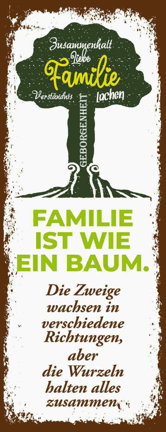 Schild Familie Ist Wie Ein Baum Zweige Wachsen Richtungen Wurzeln Zusammen 27x10