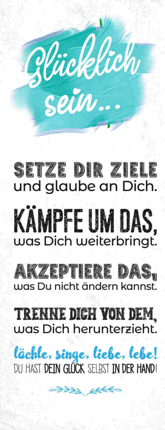 Schild Glücklich Sein Setzte Dir Ziele Glaube An Dich Kämpfe 27x10 Blech od.Holz