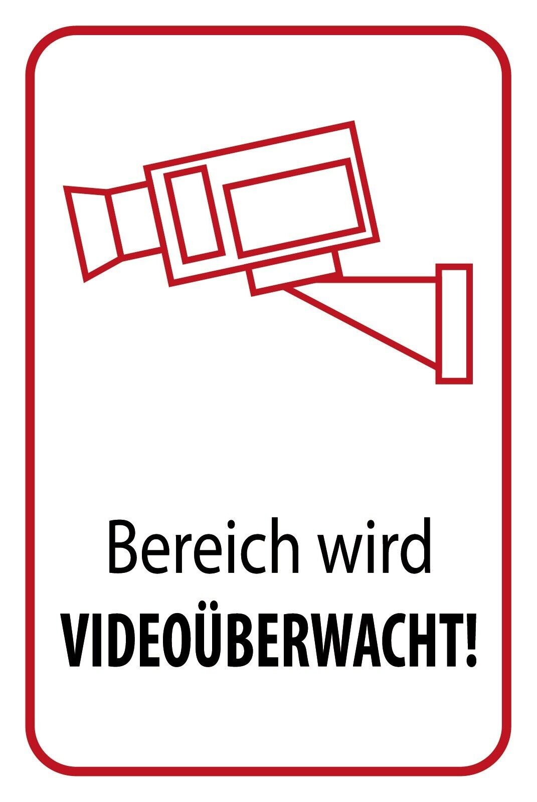 Schild Bereich Video überwacht Camera 12x18 / 20x30 / 30x40 Blech od. Holz