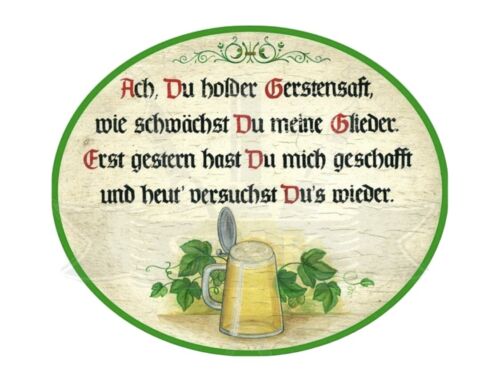 Nostalgie Holzschild   “Ach, Du holder Gerstensaft” Bier Schild Humor