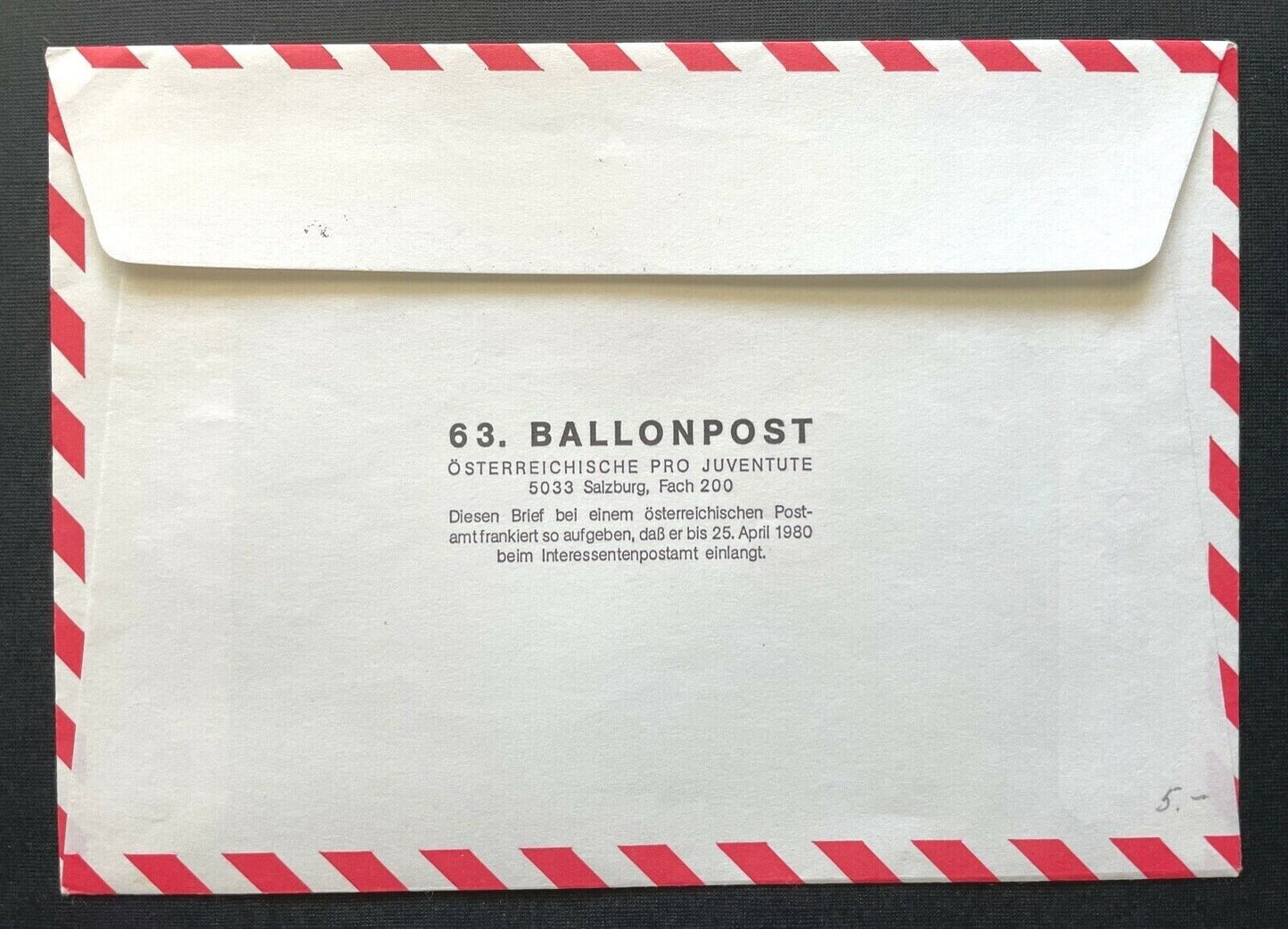 Brief Salinenstadt Hallein Ballonpost Bordstempel 1980 ca.16,1x11,4cm 410346