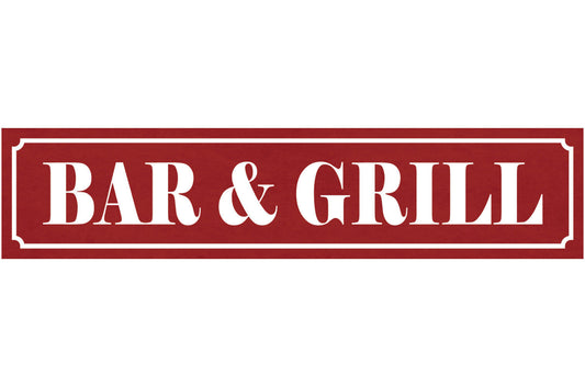 Schild Bar & Grill BBQ Grillen Grill Griller Alkohol Bier 46 x 10 Blech od. Holz