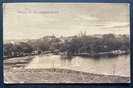 Viborg v.d. Landwirtschaftsschule gesehen Stadt Kirche Fluss Dänemark 410720 C