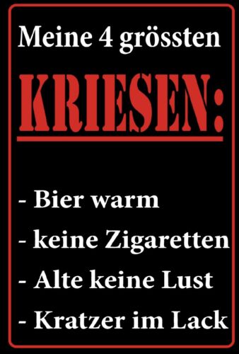 Schild Humor Meine 4 größten Kriesen Bier Frau 12x18/20x30/30x40 Blech oder Holz