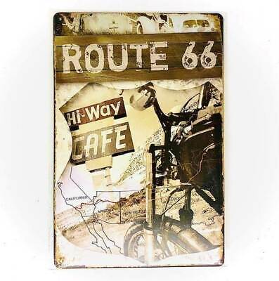 Nostalgie Retro Blech Schild ROUTE 66, Hi-Way Cafe 30x20cm 50092