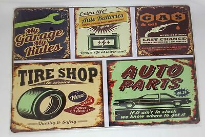 Nostalgie Retro Blechschild Auto Gas Reifen Batterie 30x20 50123