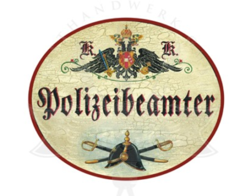 KuK Nostalgie Holzschild Polizeibeamter