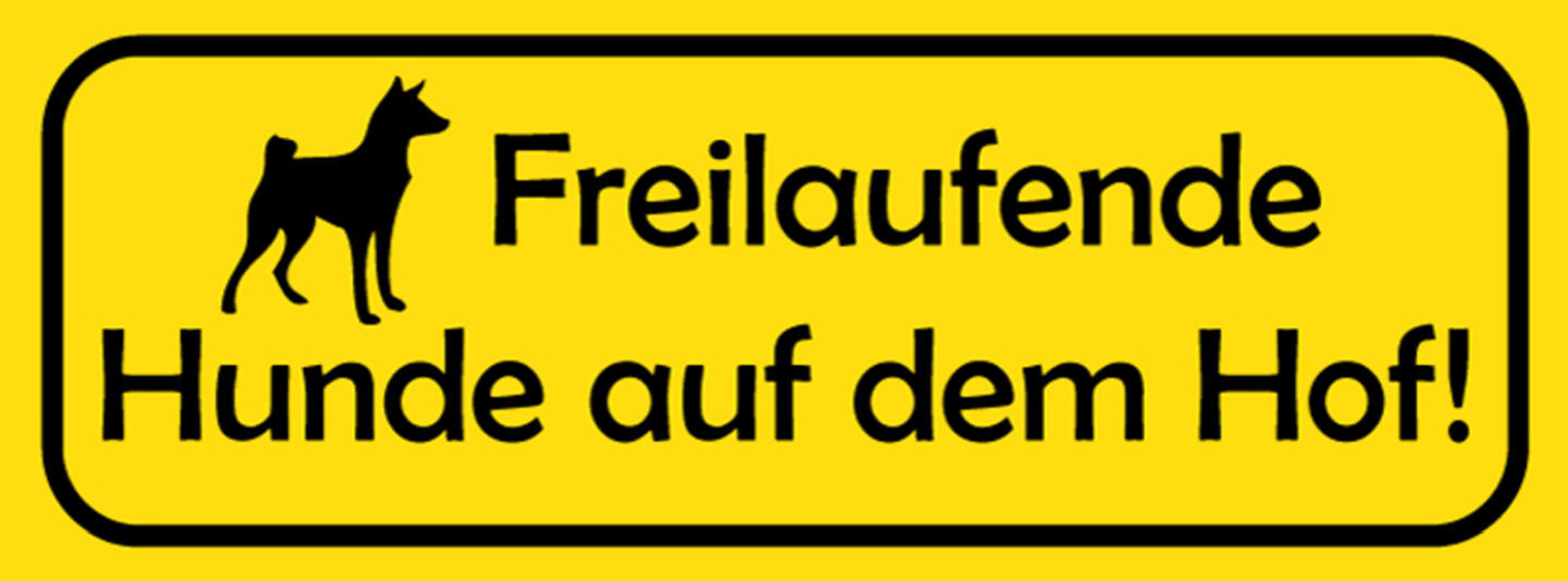 Schild Freilaufende Hunde Auf Dem Hof Vorsicht Achtung Hund 27x10 Blech od. Holz