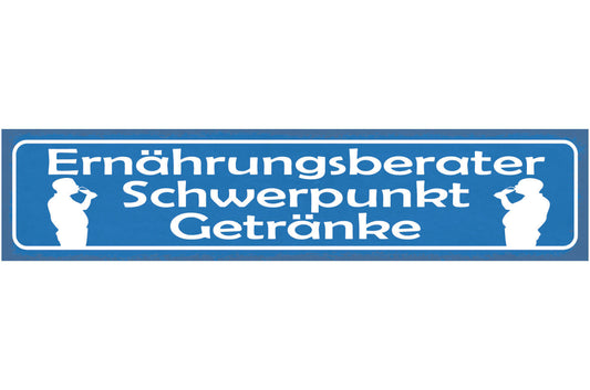 Schild Ernährungsberater Schwerpunkt Getränke Alkohol Bier 46x10 Blech od. Holz