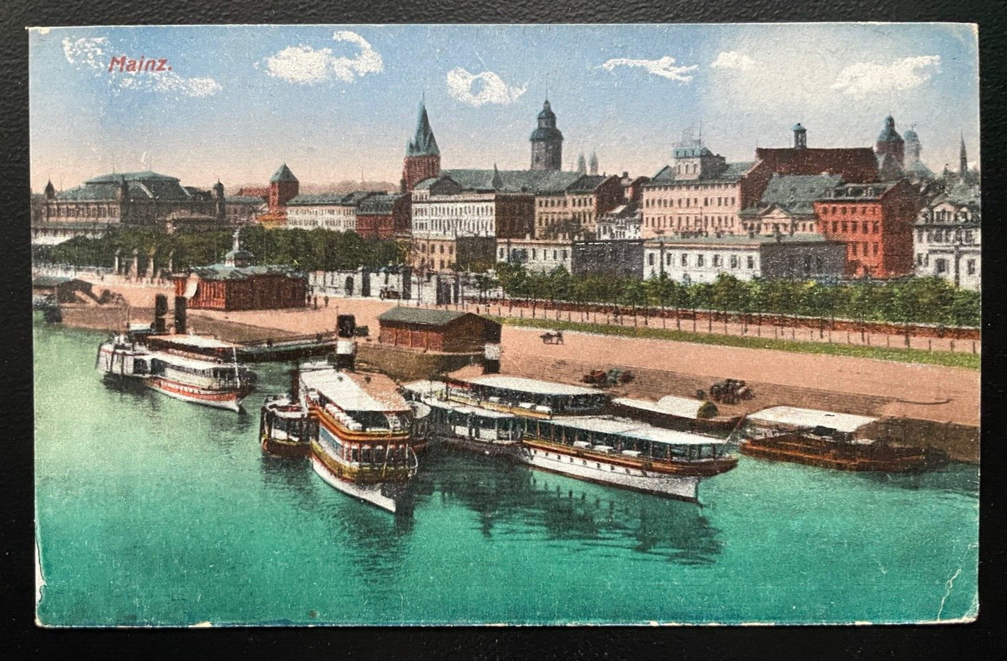 Mainz Stadt Fluss Schiff Gebäude Kirche Rheinland-Pfalz Deutschland 600136A TH D