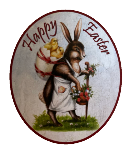 Nostalgie Holzschild Happy Easter Frohe Ostern Osterhase Ostereier Küken Schild