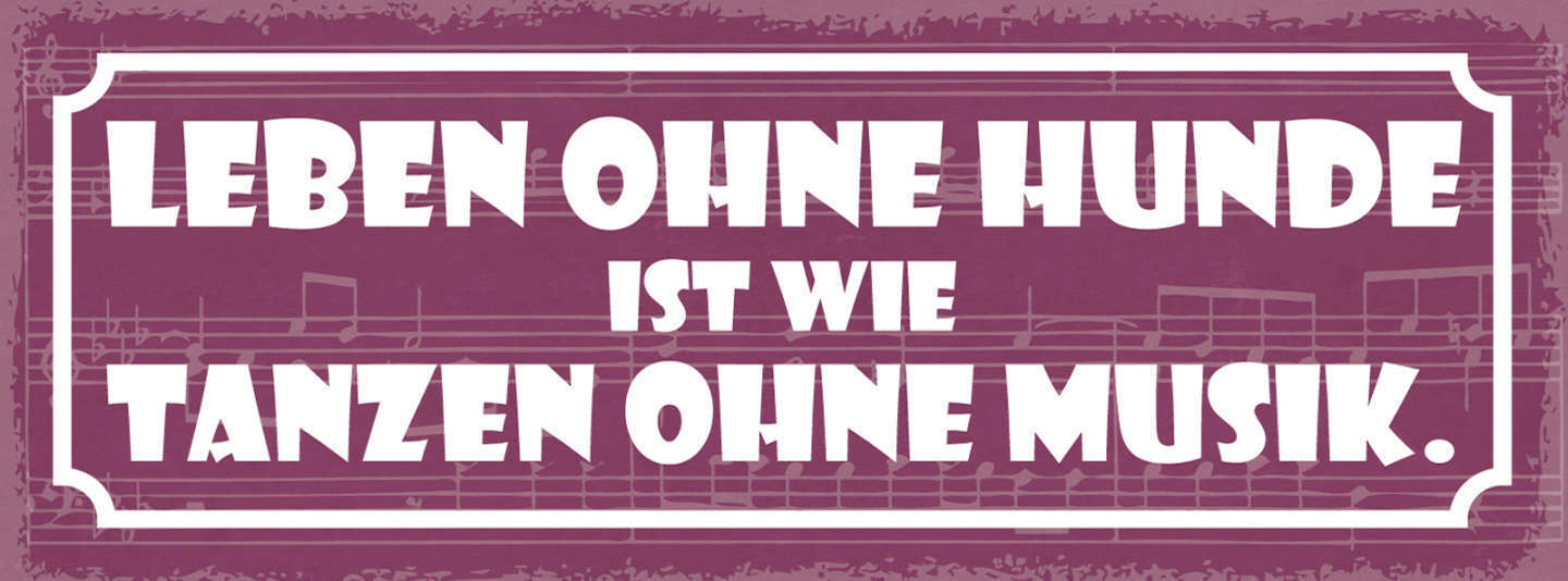 Schild Leben Ohne Hunde Ist Wie Tanzen Ohne Musik Hund Tier 27x10 Blech od.Holz