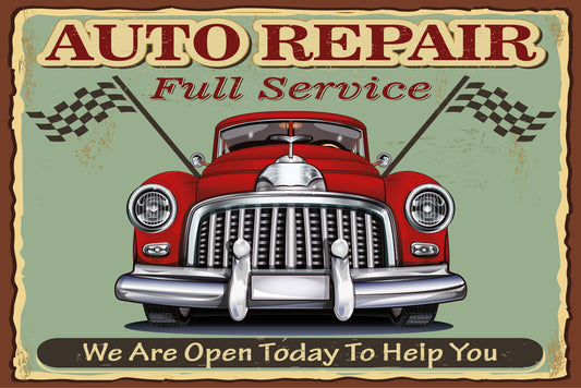 Nostalgie Schild Auto Repair Full Service 12x18 / 20x30 / 30x40 Blech od. Holz