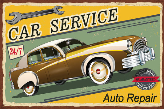 Nostalgie Schild Car Service Auto Repair 12x18 / 20x30 / 30x40 Blech od. Holz