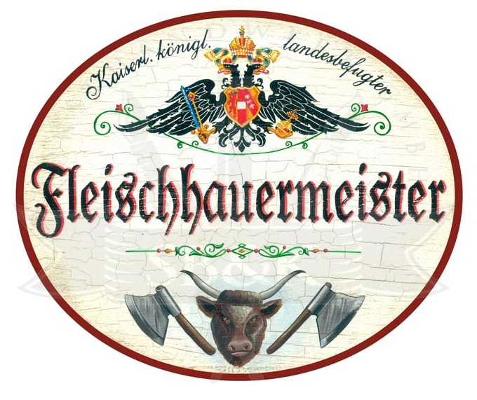 KuK Nostalgie Holzschild Fleischhauermeister