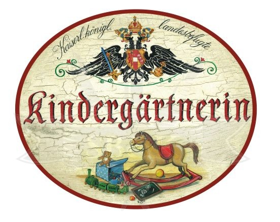 KuK Nostalgie Holzschild Kindergärtnerin