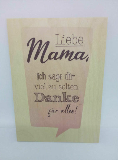 Nostalgie Holzpostkarte magnetisch "Liebe Mama..." Spruch s. Bild 14x10