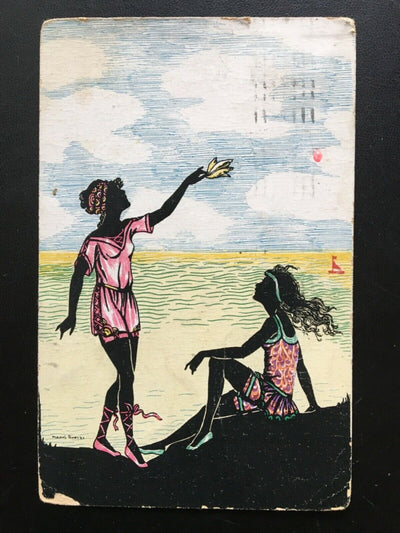 Mädchen am Strand (M.Grosze) - Meer Segelboot - Künstlerkarte 900 TH