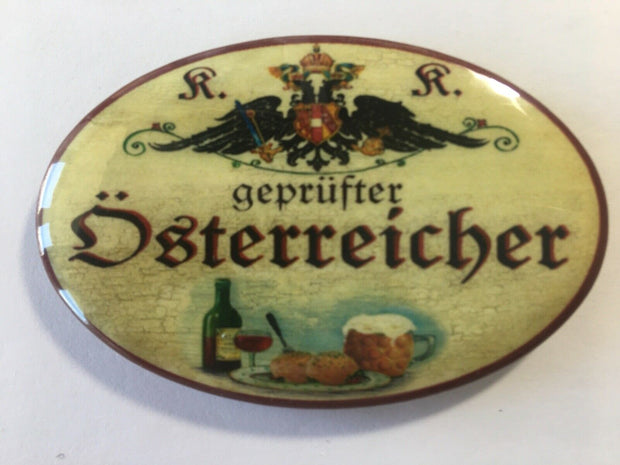 Nostalgie Flaschenöffner Magnet Geprüfter Österreicher Wein Bier