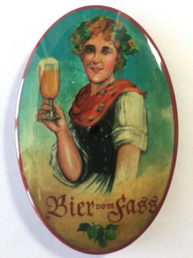 Nostalgie Flaschenöffner Magnet Bier vom Fass Frau Bierglas