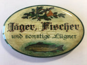 Nostalgie Flaschenöffner Magnet Jäger, Fischer und sonstige Lügner Fisch
