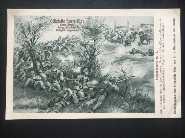 Kämpfe an d. Huczwa - Kaiserjäger stürmen Kosakenlager Kriegsbildkarte 270093 TH