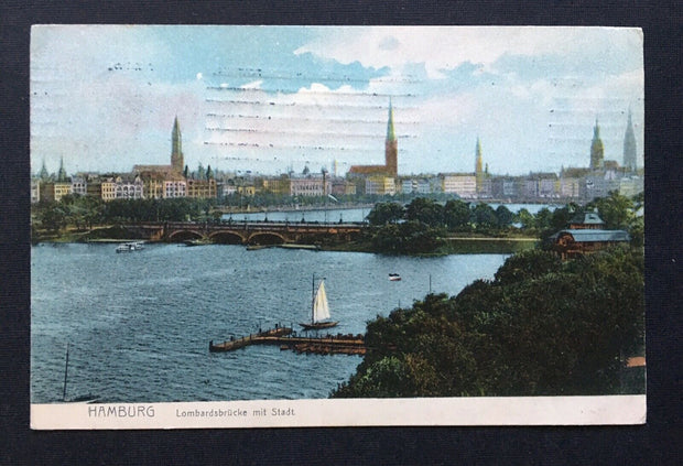 Hamburg Lombardsbrücke Stadt Segelboot Hafen Turm Wald Deutschland 4006801 TH